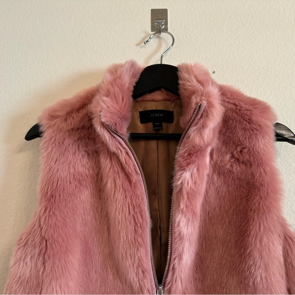 J. Crew Faux Fur Zip Vest Pockets